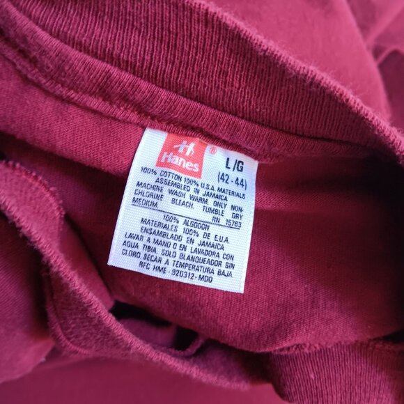 Vintage T-shirt Large SINGLE STITCH 1990's HANES Red Pocket Tee USA Indy Grunge - Picture 2 of 4
